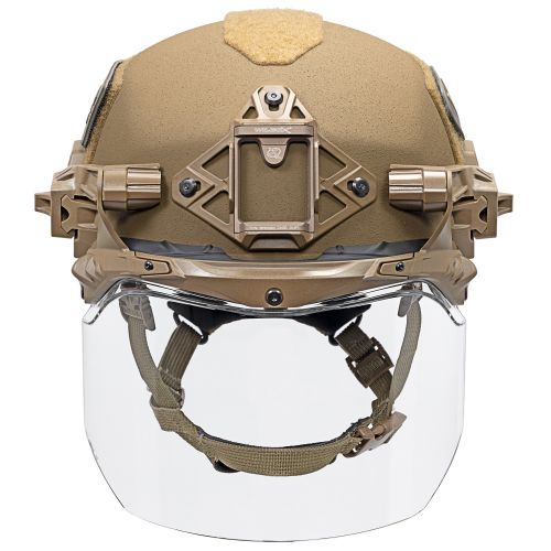 EXFIL Face Shield Installed on the EXFIL Ballistic SL Coyote Brown