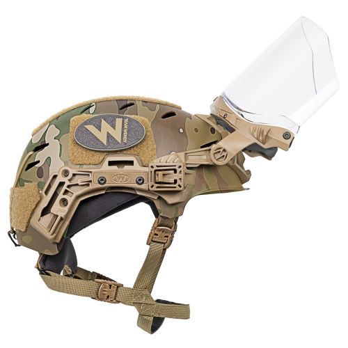 EXFIL Face Shield Installed on the EXFIL Carbon MultiCam #5