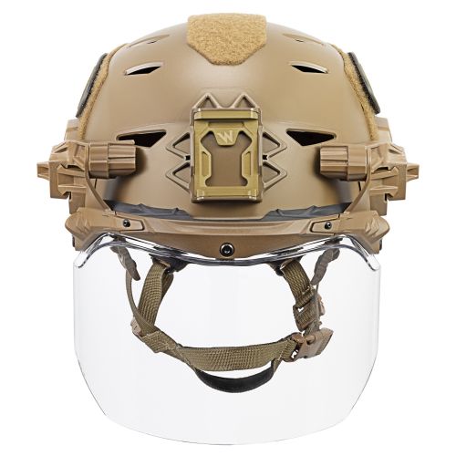 EXFIL Face Shield Installed on the EXFIL LTP Coyote Brown